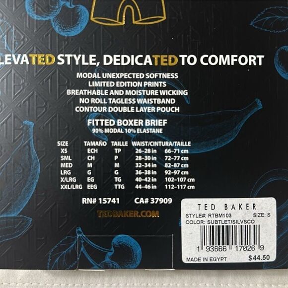 Ted Baker S Premium Soft Modal Navy Gray Boxer Briefs Pack of 2 - Picture 3 of 5